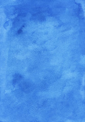 Fototapeta na wymiar Deep blue watercolor background, hand painted