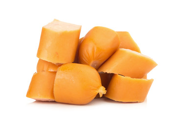 sausages slice isolated on white background