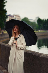 beautiful blonde girl with umbrella