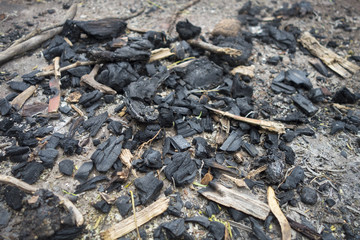 wood ashes remains from campaigning fire night wood burning