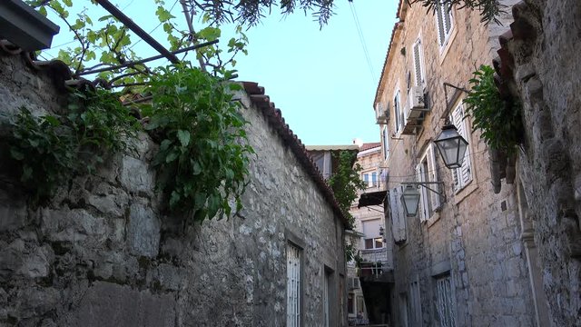 Residential houses in Budva Old town. Montenegro