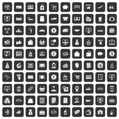 100 payment icons set in black color isolated vector illustration