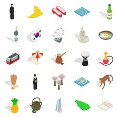 Spirit of Korea icons set. Isometric set of 25 spirit of korea vector icons for web isolated on white background