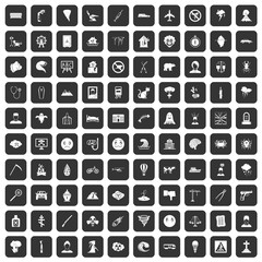 100 phobias icons set in black color isolated vector illustration