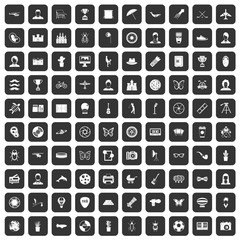 100 photo icons set in black color isolated vector illustration