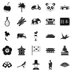 Countries in Asia icons set. Simple set of 25 countries in asia vector icons for web isolated on white background