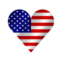 Fototapeta premium USA flag in the shape of a heart