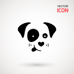 Dog head icon. Flat style. Cartoon dog face. Vector illustration isolated on white. Silhouette simple. Animal Logotype concept. Logo design template