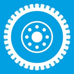 Gear wheel icon white isolated on blue background vector illustration
