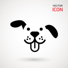 Dog head icon. Flat style. Cartoon dog face. Vector illustration isolated on white. Silhouette simple. Animal Logotype concept. Logo design template