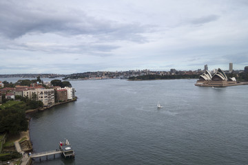 Fototapeta premium Sydney skyline beautiful blue sky and white clouds