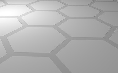 Honeycomb on a gray background. Perspective view on polygon look like honeycomb. Extruded, bump cell. Isometric geometry. 3D illustration