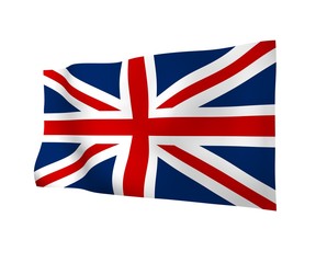 Waving flag of the Great Britain. British flag. United Kingdom of Great Britain and Northern Ireland. State symbol of the UK. 3D illustration