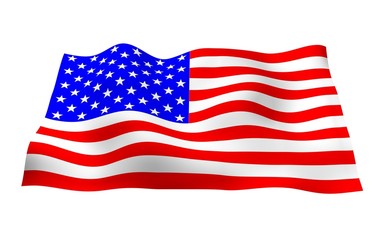 Waving flag of the United States of America. Stars and Stripes. State symbol of the USA. 3D illustration