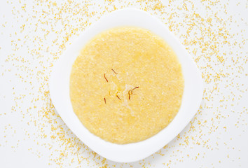 Corn porridge, isolated on white background