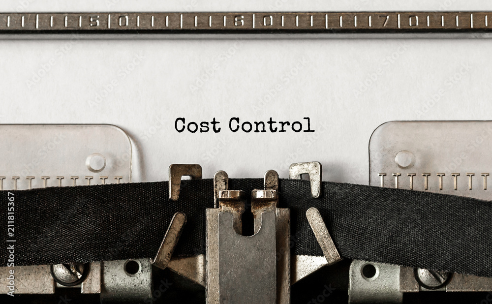 Poster text cost control typed on retro typewriter