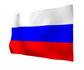 Waving flag of the Russian Federation. The National. State symbol of the Russia. 3D illustration