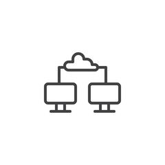 Cloud Connectivity outline icon. linear style sign for mobile concept and web design. Networking simple line vector icon. Symbol, logo illustration. Pixel perfect vector graphics