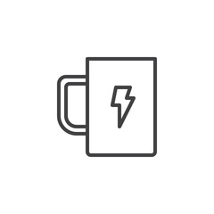 Energy drink cup outline icon. linear style sign for mobile concept and web design. Coffee mug simple line vector icon. Symbol, logo illustration. Pixel perfect vector graphics