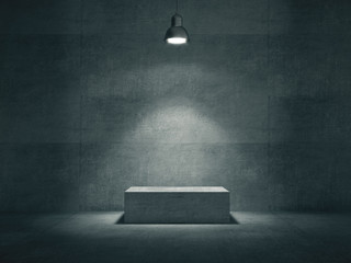 Pedestal for display,Platform for design,Blank product stand with lamp light spot .3D rendering.