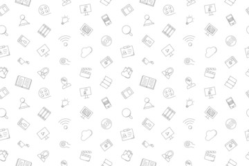 Vector Library and Online Library pattern. Library and Online Library seamless background