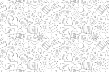 Vector Library and Online Library pattern. Library and Online Library seamless background