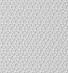 3D white paper art Islamic geometry cross pattern seamless background