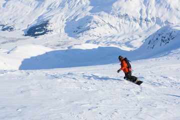 Naklejka na ściany i meble Glacial Mountain Snowboarding