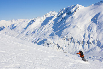 Fototapeta na wymiar Alaskan Backcountry Snowboarding