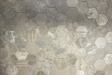 Textured hexagon patterned tile background floor or wall