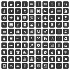 100 school years icons set in black color isolated vector illustration
