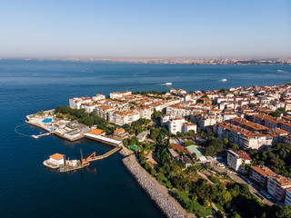 Obraz premium Aerial Drone View of Kadikoy Moda Seaside in Istanbul