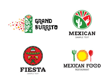 Vector Mexican Burrito Food Logo Set