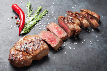 Grilled sliced beef steak