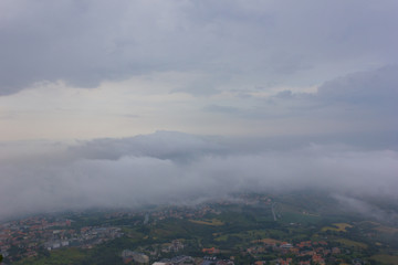 Cities in the valley at the foot of Monte Titano in San Marino