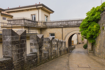 Fototapeta na wymiar Empty streets in San Marino after rain in May 2018