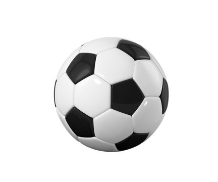 Realistic soccer ball or football ball on white background. 3d Style Ball isolated on white background. 3d rendering