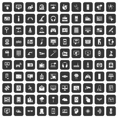 100 software icons set in black color isolated vector illustration