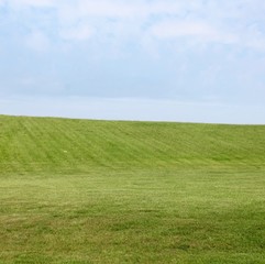 Obraz na płótnie Canvas The green grass hill field landscape in the countryside.