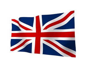 Waving flag of the Great Britain. British flag. United Kingdom of Great Britain and Northern Ireland. State symbol of the UK. 3D illustration