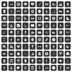 100 sport team icons set in black color isolated vector illustration