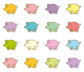 Funny colorful piglets. Seamless pattern with cartoon pig.