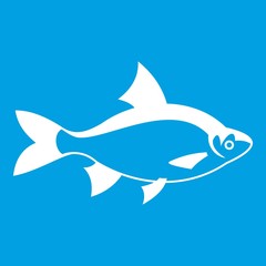 River fish icon white isolated on blue background vector illustration