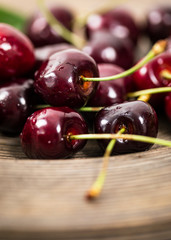 Cherries Background. Sweet Black and Red cherries. Selective focus.
