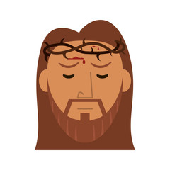 Jesuschrist face with thorns crown vector illustration graphic design