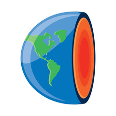 Earth core. Center of planet icon over white background, vector illustration
