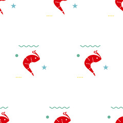 Sea creatures seamless pattern