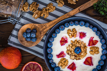 Overhead Shot of a Granola with Nuts and Fruits