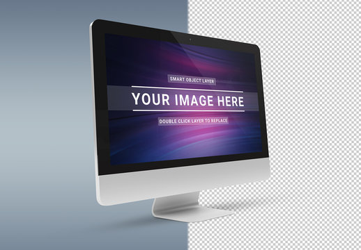 Isolated Side View Desktop Computer Mockup