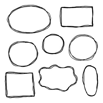 Set of hand drawn sketched frames.